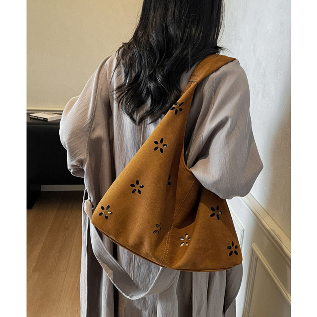 ミニミニストア miniministore 花柄カットスエード調トートバッグポーチ付 （ベージュ） ベージュ