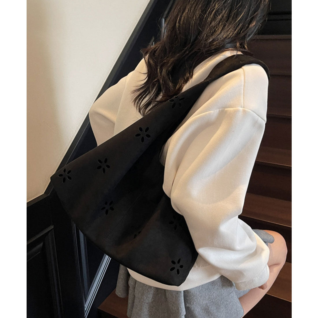 ミニミニストア miniministore 花柄カットスエード調トートバッグポーチ付 （ベージュ） ベージュ