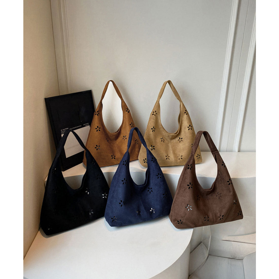 ミニミニストア miniministore 花柄カットスエード調トートバッグポーチ付 （ベージュ） ベージュ