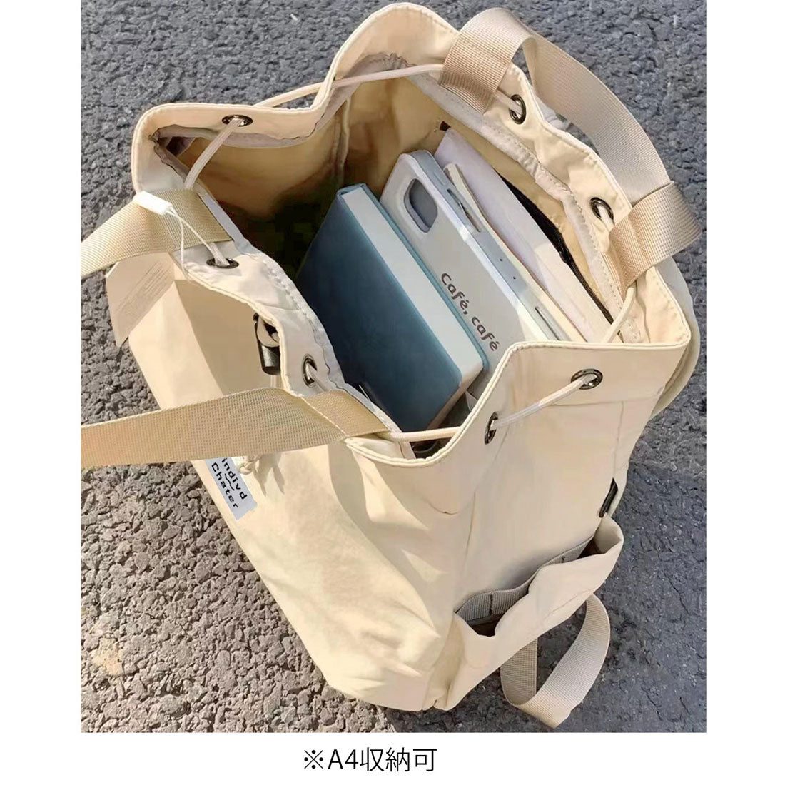 ミニミニストア miniministore ナイロンリュック 巾着トートバッグ韓国風 （サックスブルー） サックスブルー