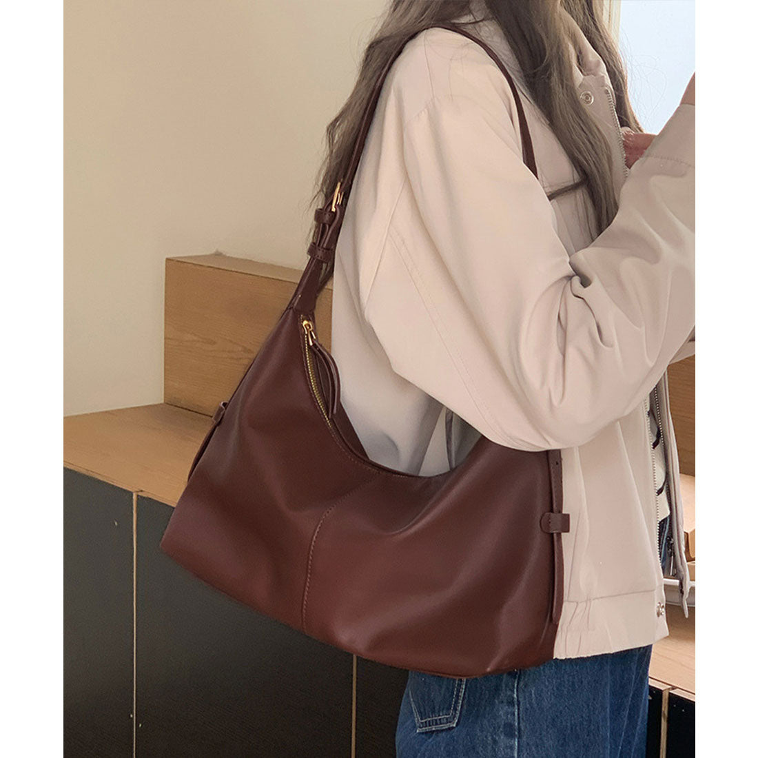 ミニミニストア miniministore ショルダーバッグ 斜めがけ鞄 韓国風 （レッドブラウン） レッドブラウン