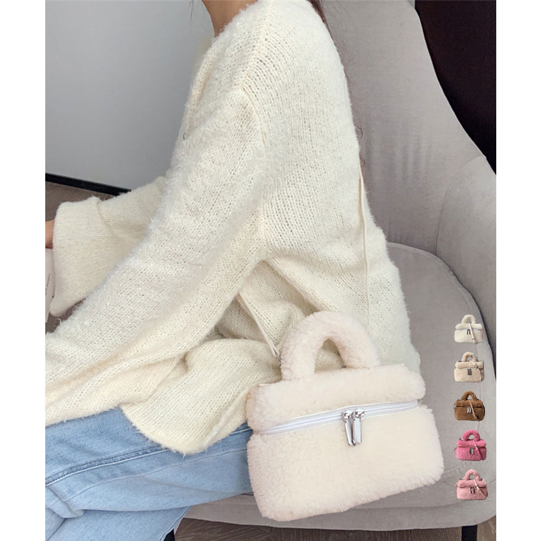 ミニミニストア miniministore ボアショルダーバッグ もこもこミニバッグ （ブラウン） ブラウン
