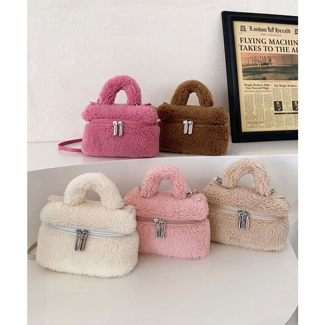 ミニミニストア miniministore ボアショルダーバッグ もこもこミニバッグ （ブラウン） ブラウン