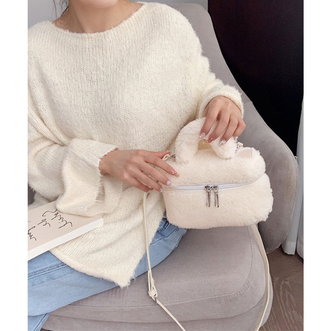 ミニミニストア miniministore ボアショルダーバッグ もこもこミニバッグ （オフホワイト） オフホワイト