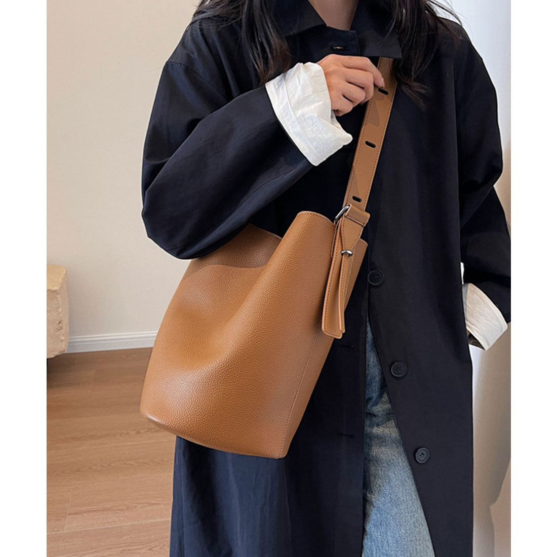 ミニミニストア miniministore 大容量トートバッグ ミニポーチ付き 上品 （キャメル） キャメル