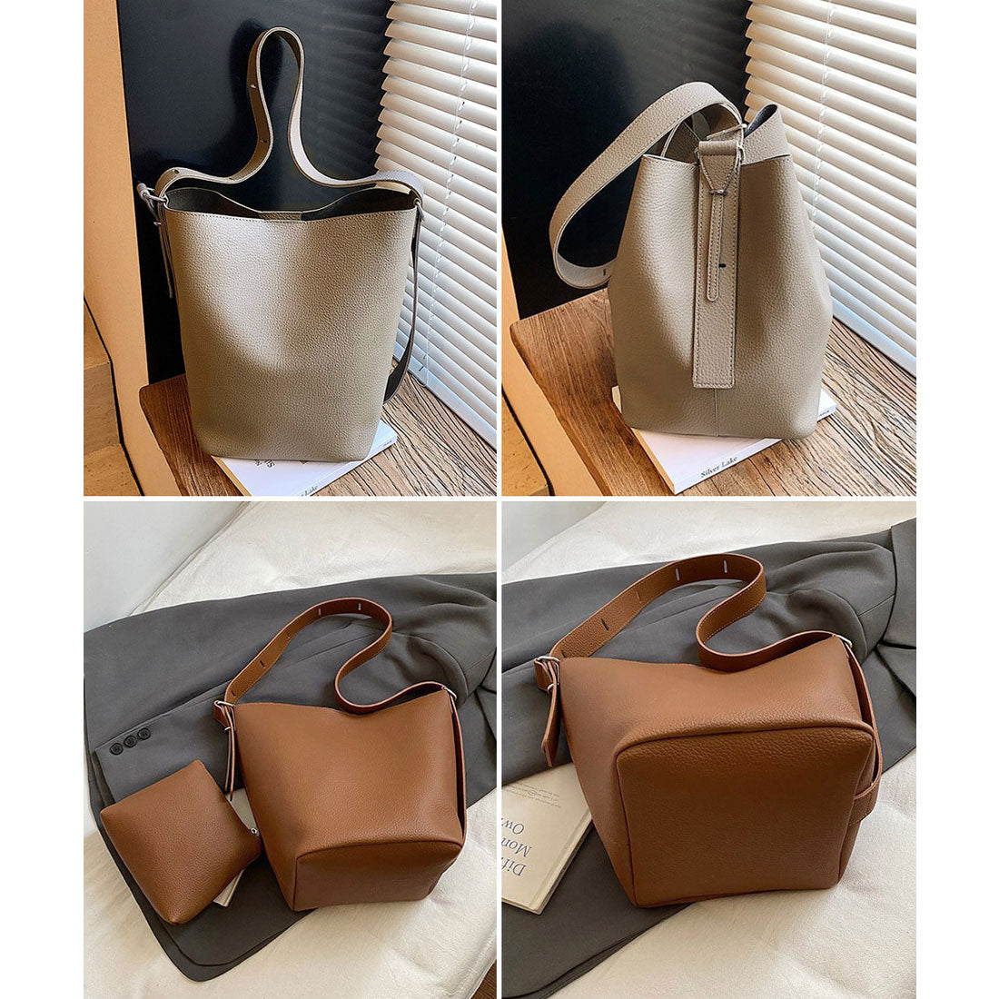 ミニミニストア miniministore 大容量トートバッグ ミニポーチ付き 上品 （キャメル） キャメル