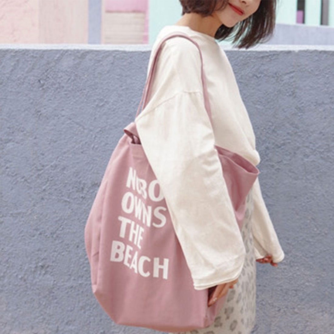 ロゴ キャンバス トートバッグ 2way,くすみピンク