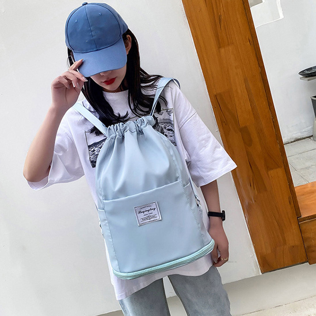 リュックバック レディース 旅行バッグ 薄ブルー