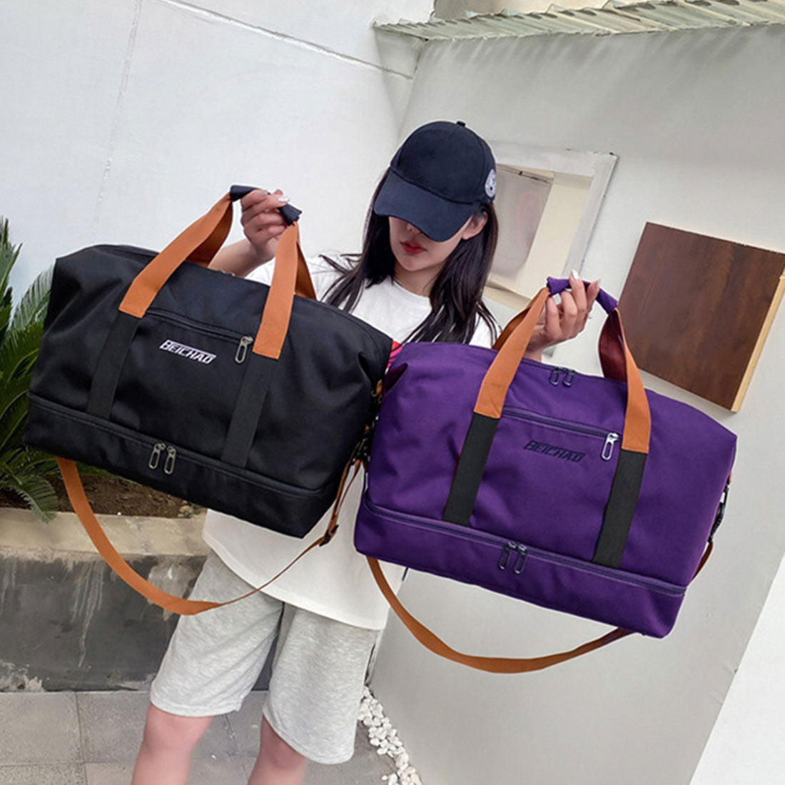 トラベルバッグ大容量旅行 ボストンバッグ ベージュ