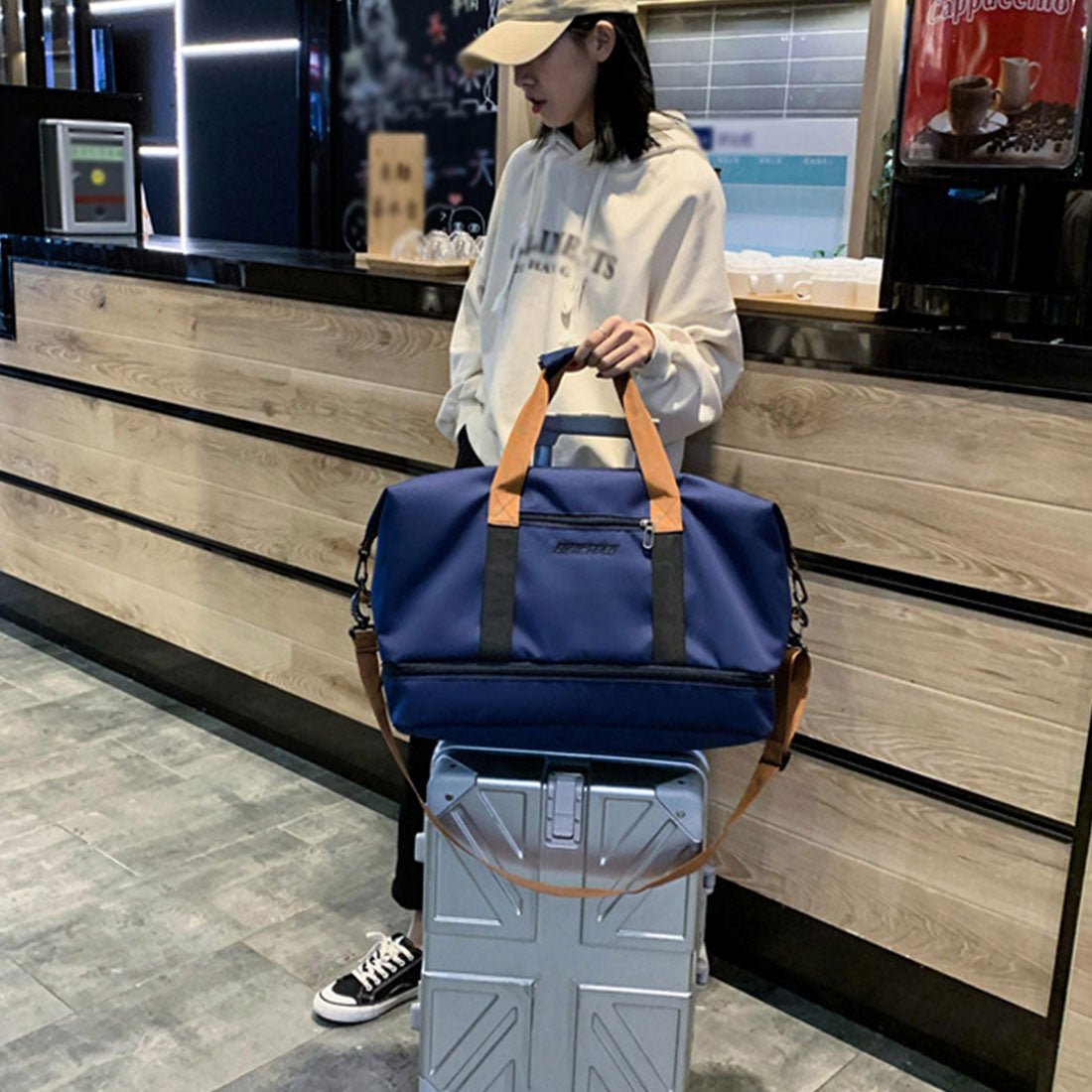 トラベルバッグ大容量旅行 ボストンバッグ ベージュ