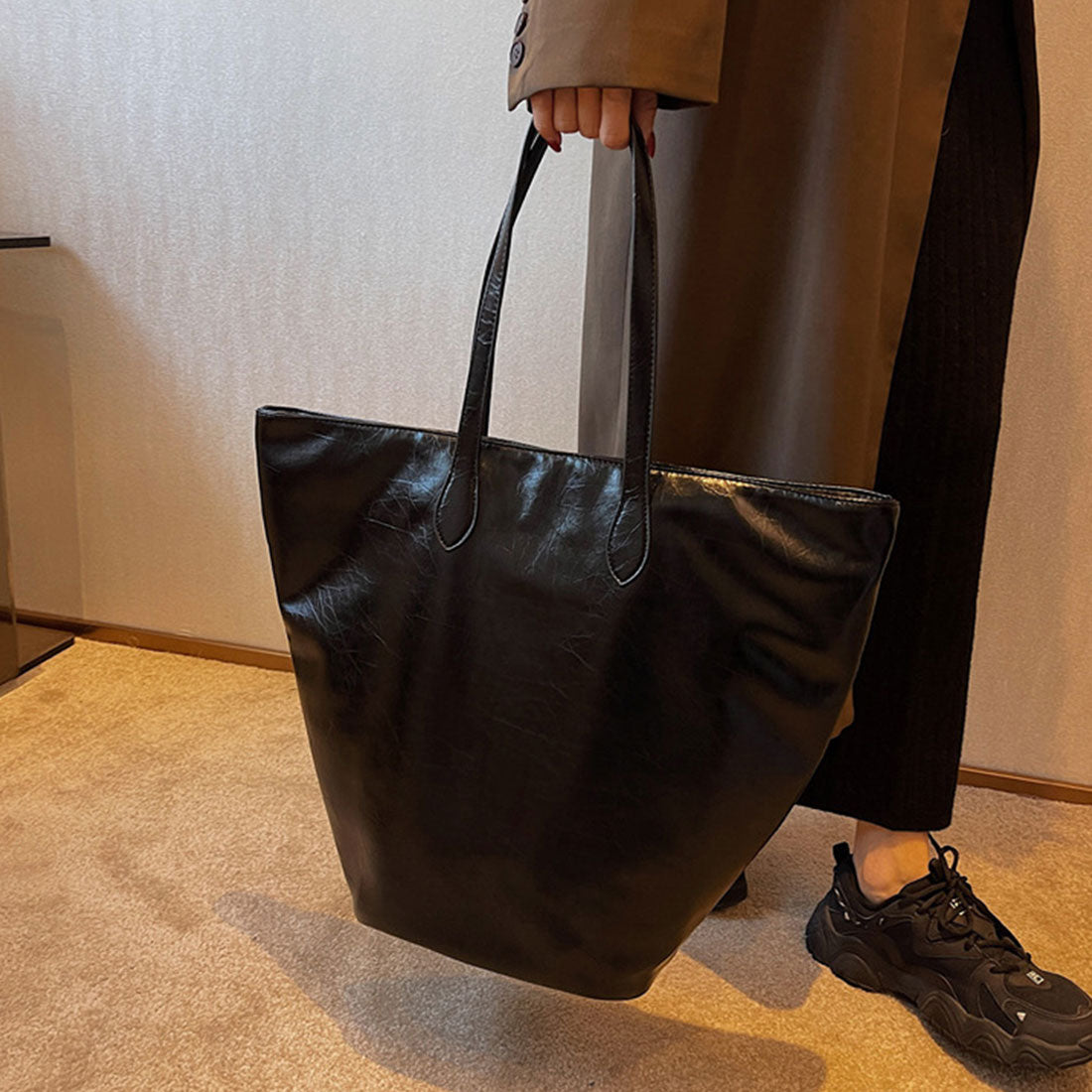 PU皮革手提袋大容量復古
