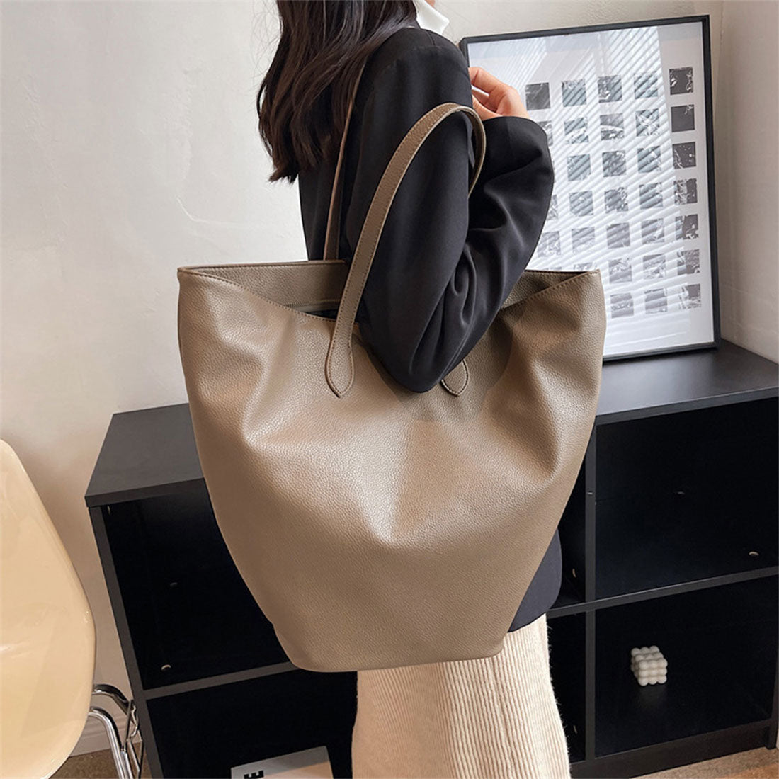 PU皮革手提袋大容量復古