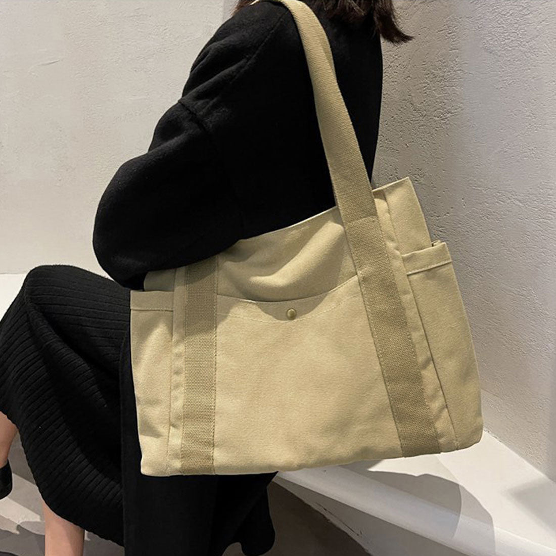 キャンバス トートバッグ レディース,ベージュ