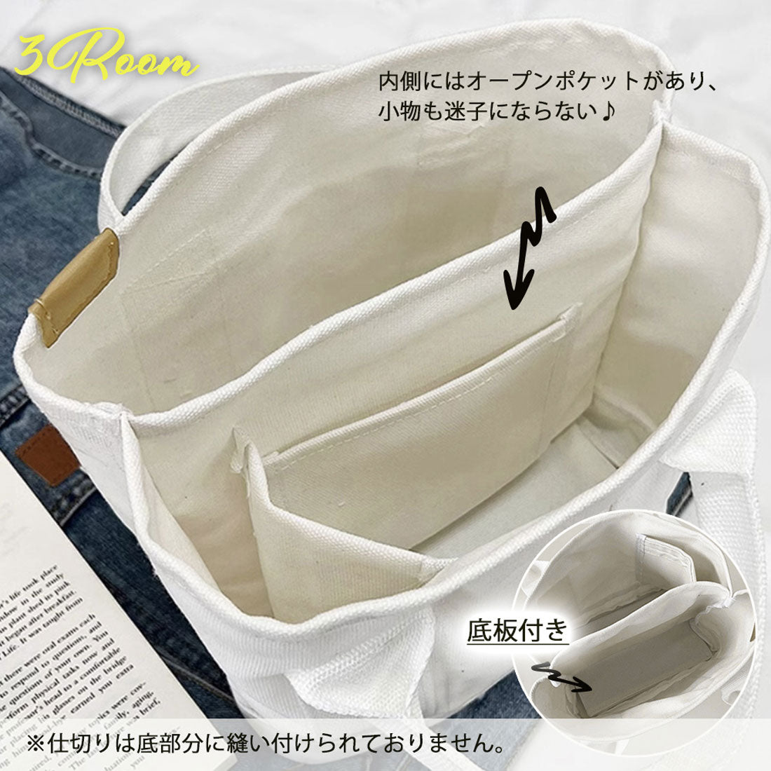 ミニ キャンバストートバッグ 帆布カバン ネイビー