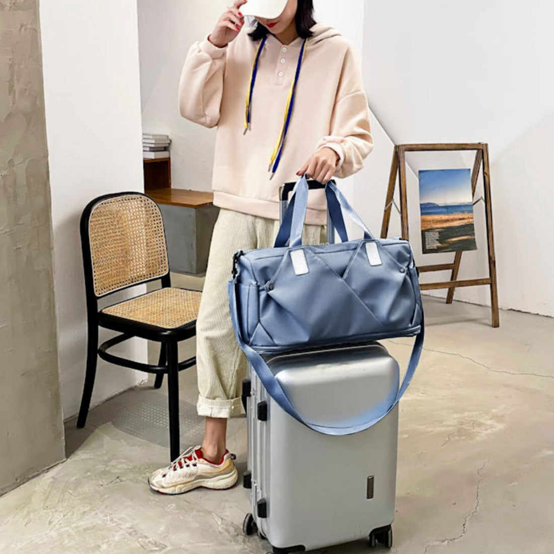 ボストンバッグレディース大容量旅行カバン ライトピンク
