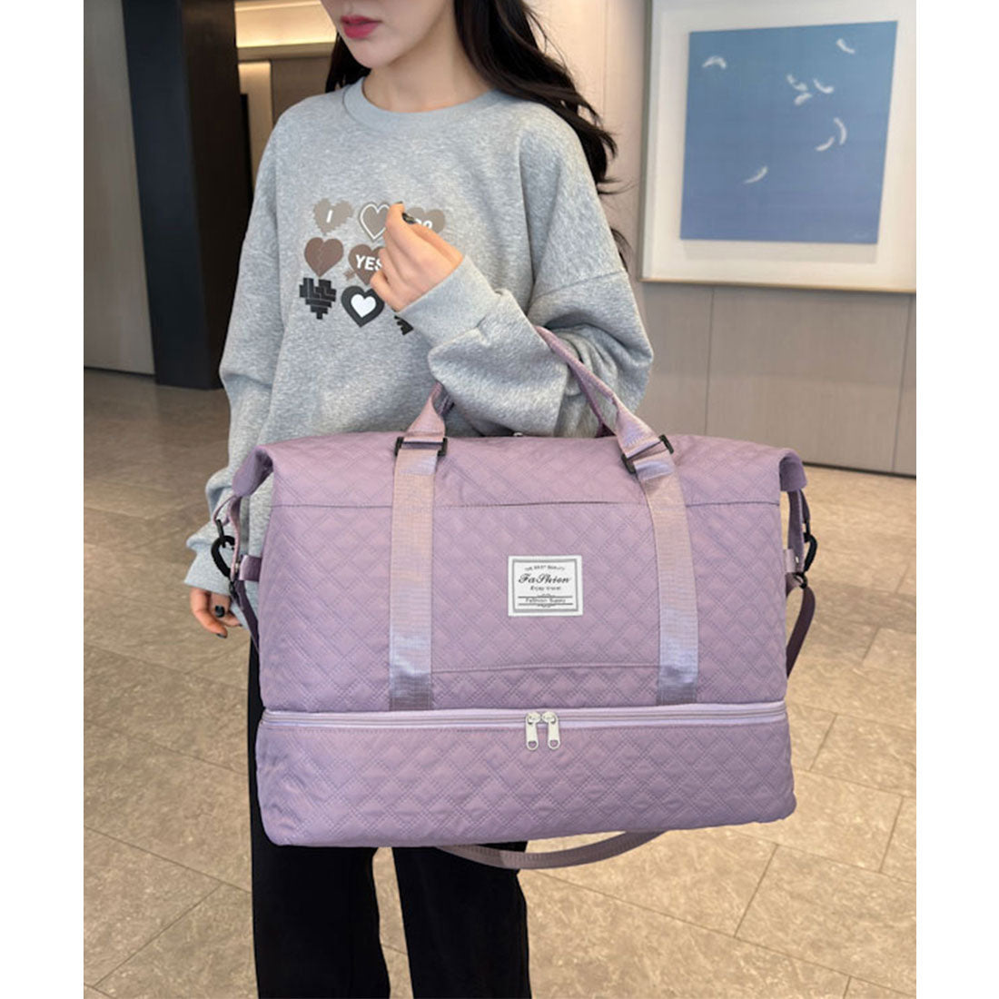 ボストンバッグ ショルダーバッグ セット パープル