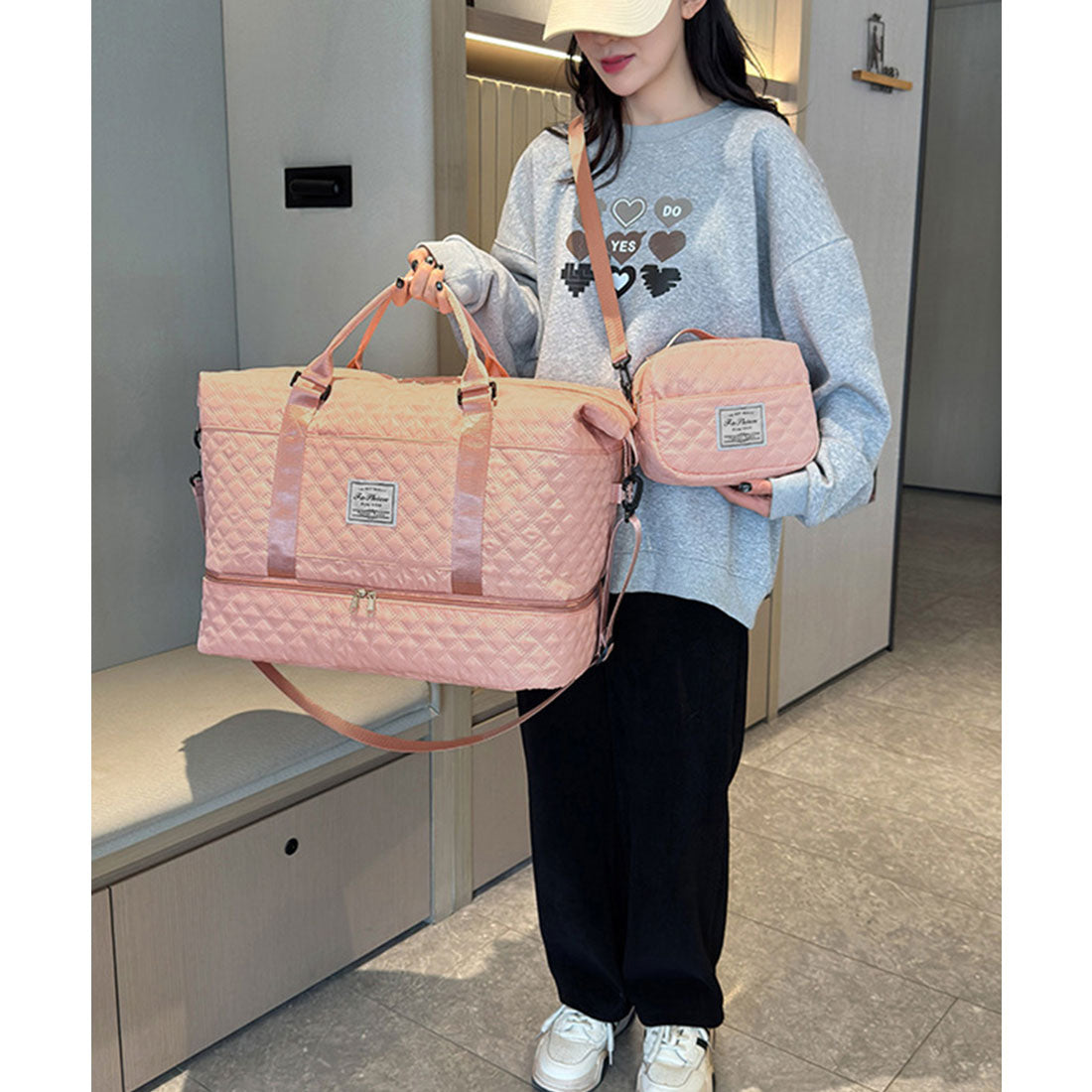 ボストンバッグ ショルダーバッグ セット パープル
