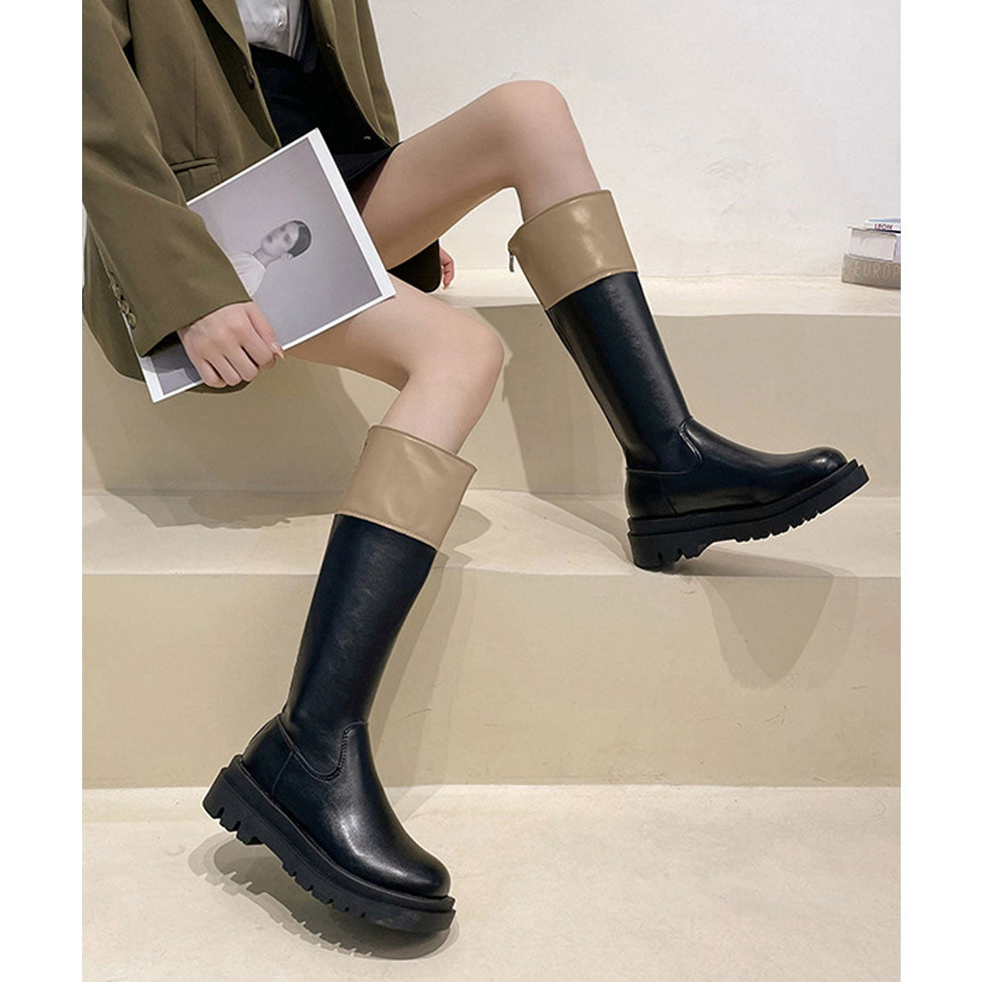 ミニミニストア miniministore 厚底ロングブーツ ジョッキー 韓国風