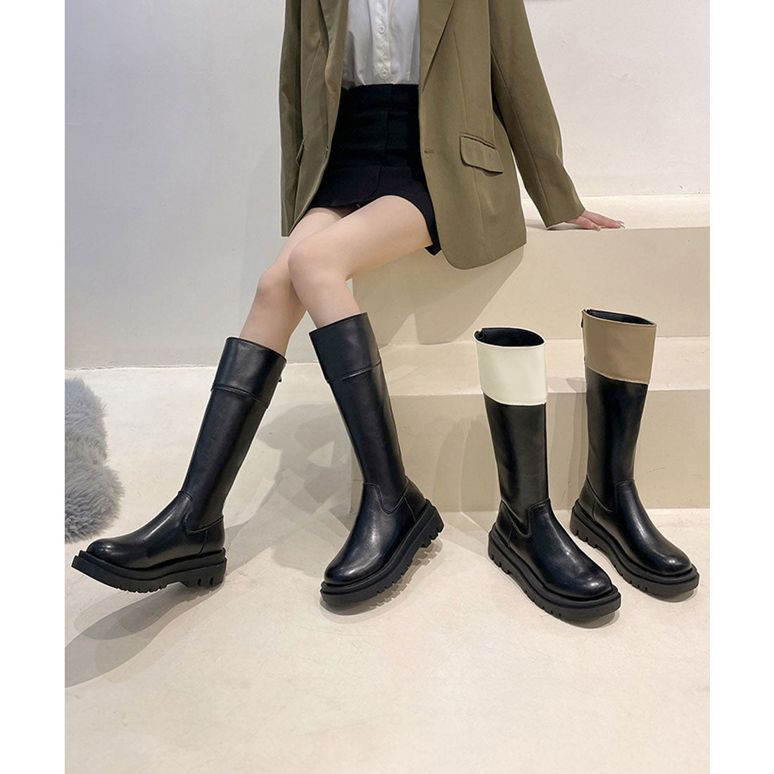 ミニミニストア miniministore 厚底ロングブーツ ジョッキー 韓国風