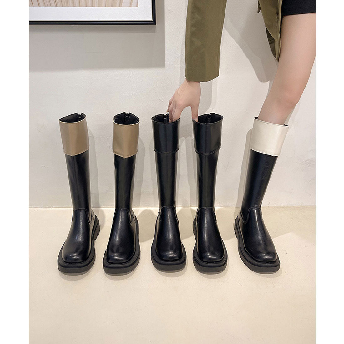 ミニミニストア miniministore 厚底ロングブーツ ジョッキー 韓国風