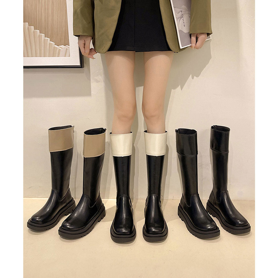 ミニミニストア miniministore 厚底ロングブーツ ジョッキー 韓国風