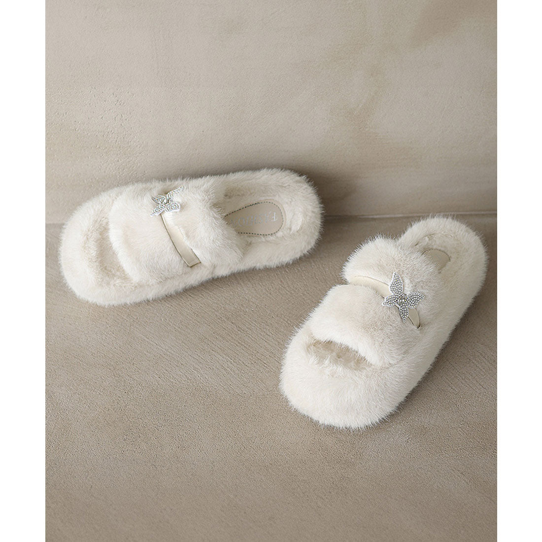 ミニミニストア miniministore 厚底ファーサンダル 蝶々 スリッパ 秋冬