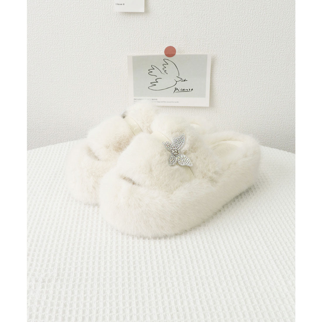 ミニミニストア miniministore 厚底ファーサンダル 蝶々 スリッパ 秋冬