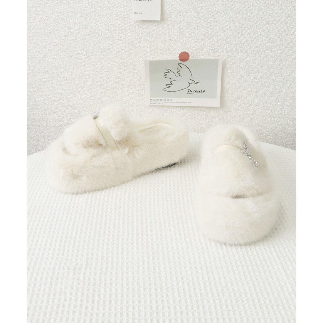 ミニミニストア miniministore 厚底ファーサンダル 蝶々 スリッパ 秋冬