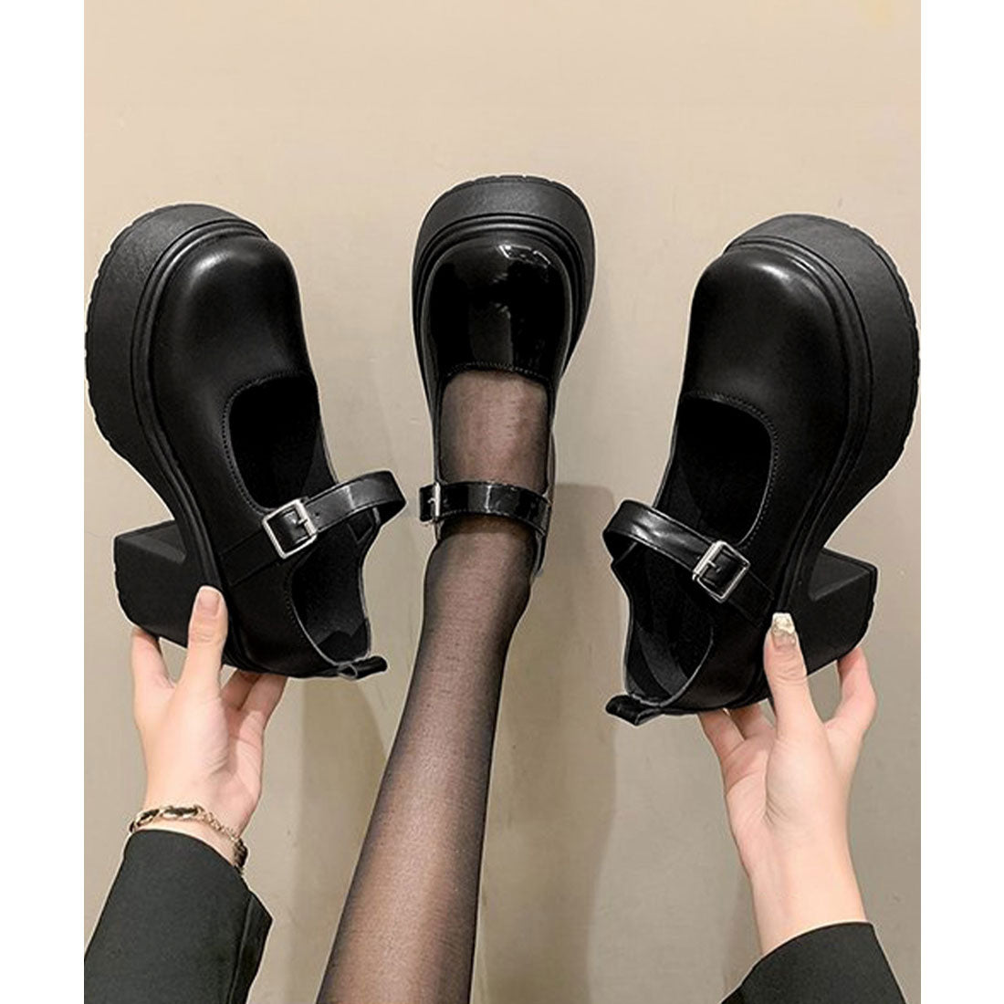 ミニミニストア miniministore 厚底ローファー 韓国風ストラップパンプス