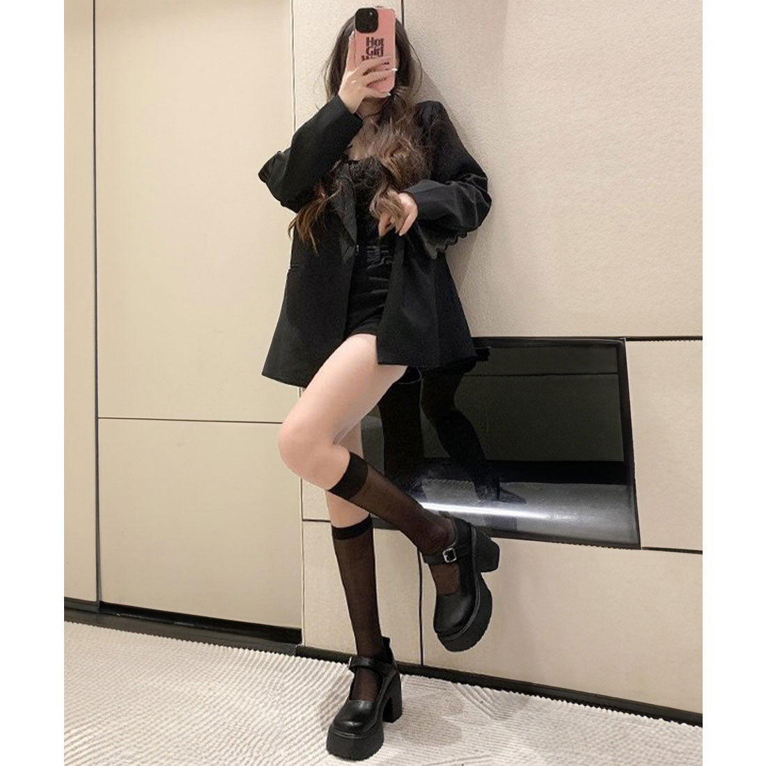 ミニミニストア miniministore 厚底ローファー 韓国風ストラップパンプス