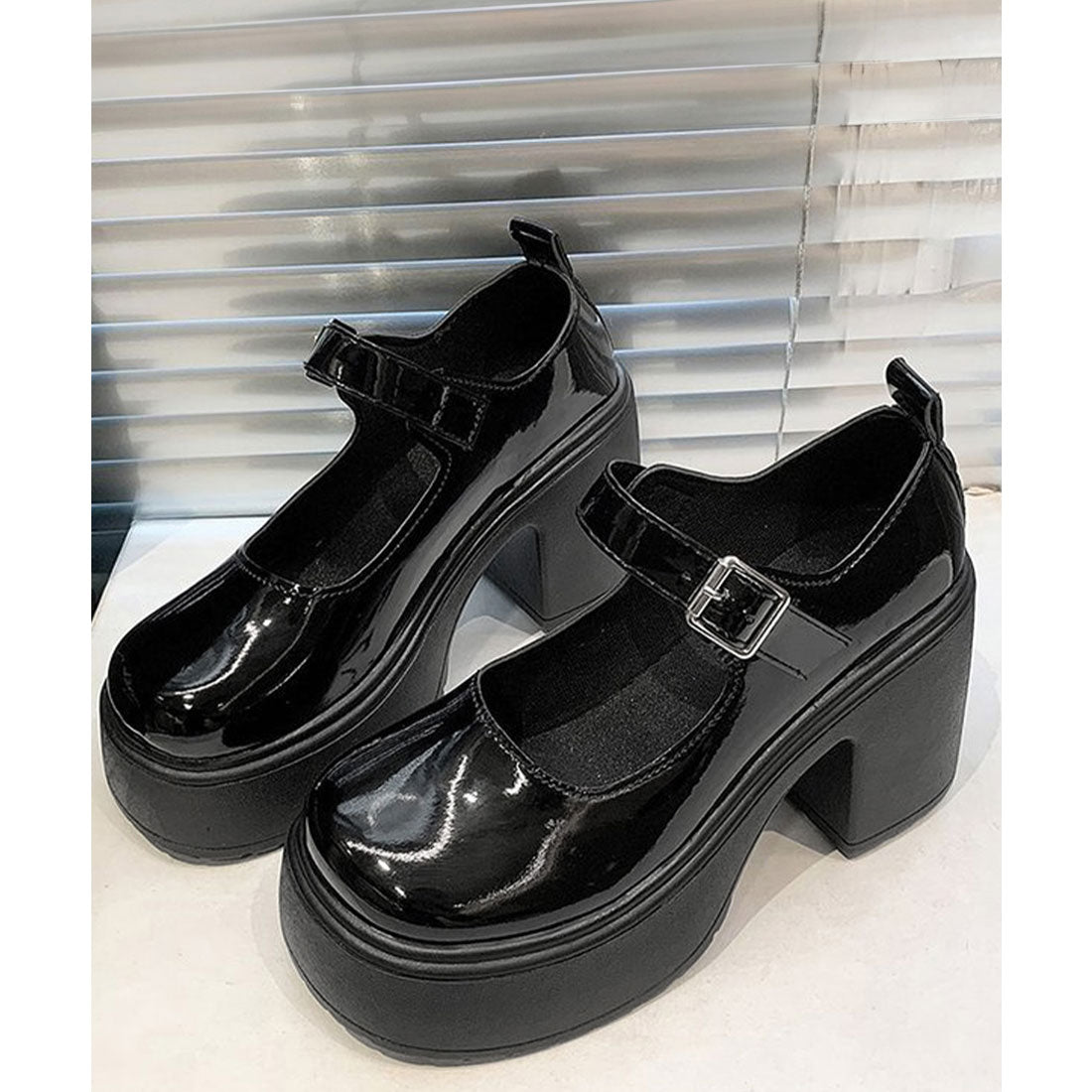 ミニミニストア miniministore 厚底ローファー 韓国風ストラップパンプス