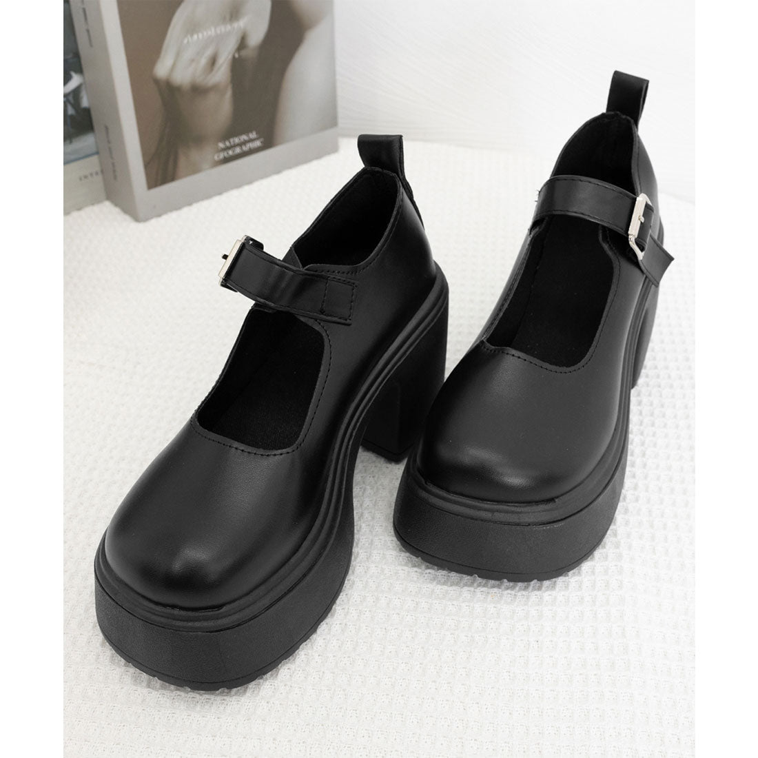 ミニミニストア miniministore 厚底ローファー 韓国風ストラップパンプス