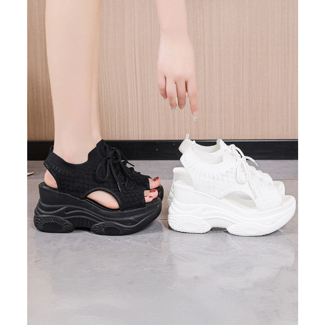 ミニミニストア miniministore 厚底ニットサンダル スポーツサンダル 夏 （ブラック） ブラック