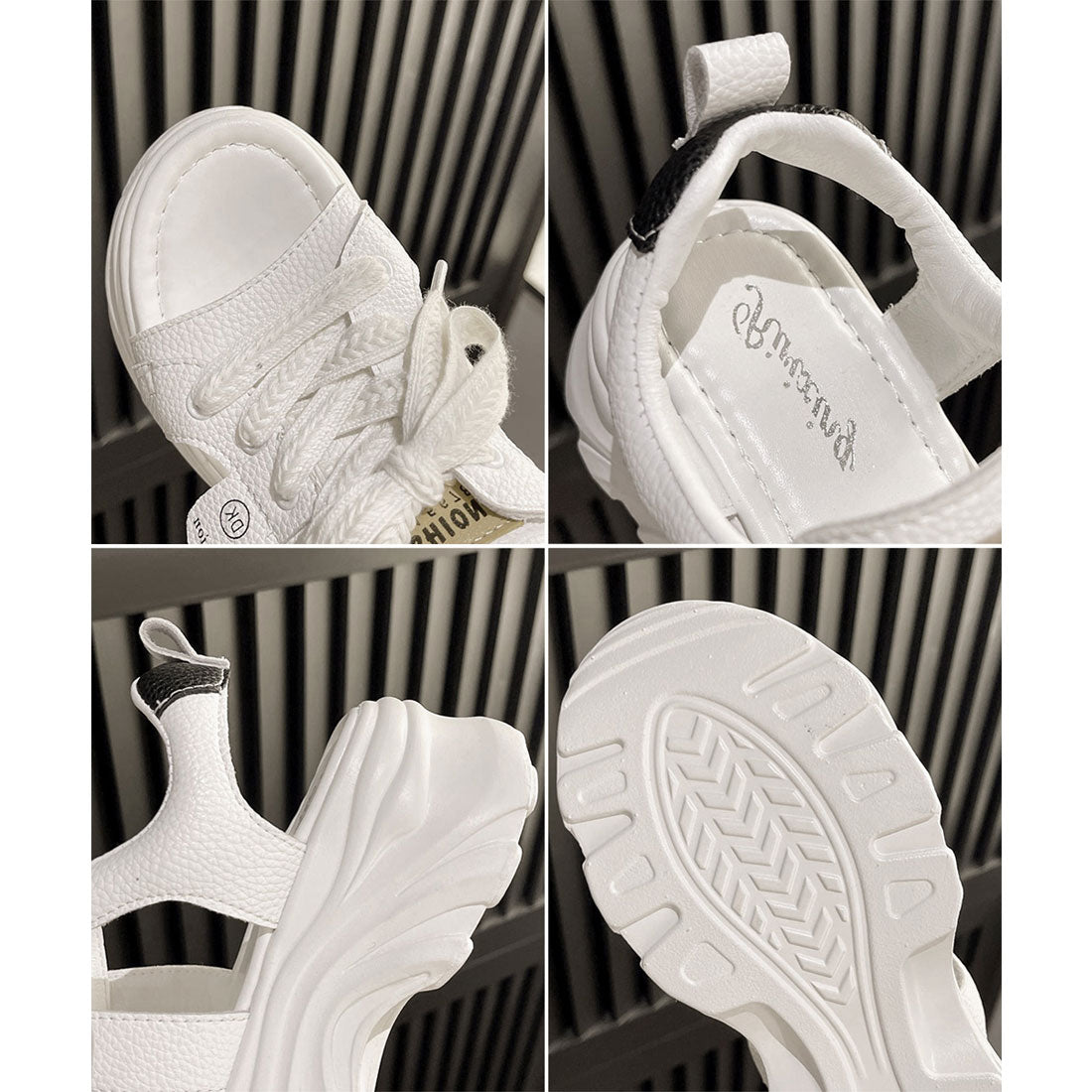 ミニミニストア miniministore レースアップスニーカーサンダル厚底靴美脚 （ブラック） ブラック