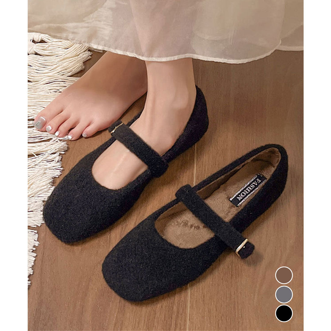 ミニミニストア miniministore メリージェーンシューズ もこもこパンプス （ブラウン） ブラウン