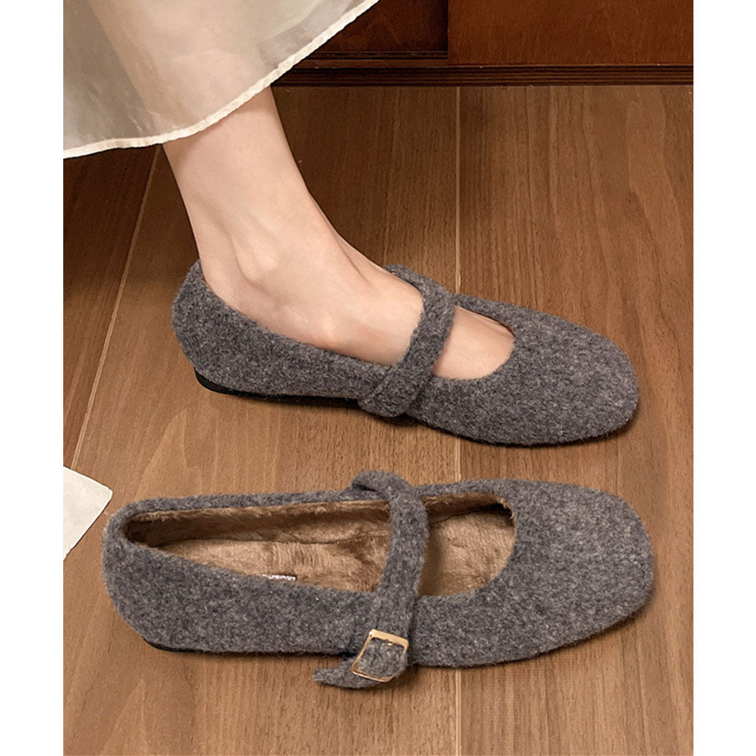 ミニミニストア miniministore メリージェーンシューズ もこもこパンプス （ブラウン） ブラウン