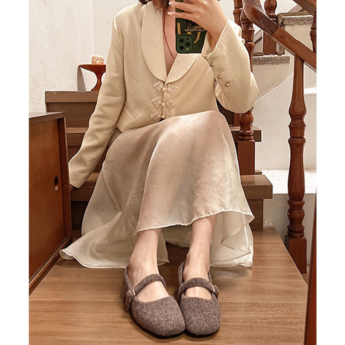 ミニミニストア miniministore メリージェーンシューズ もこもこパンプス （ブラウン） ブラウン