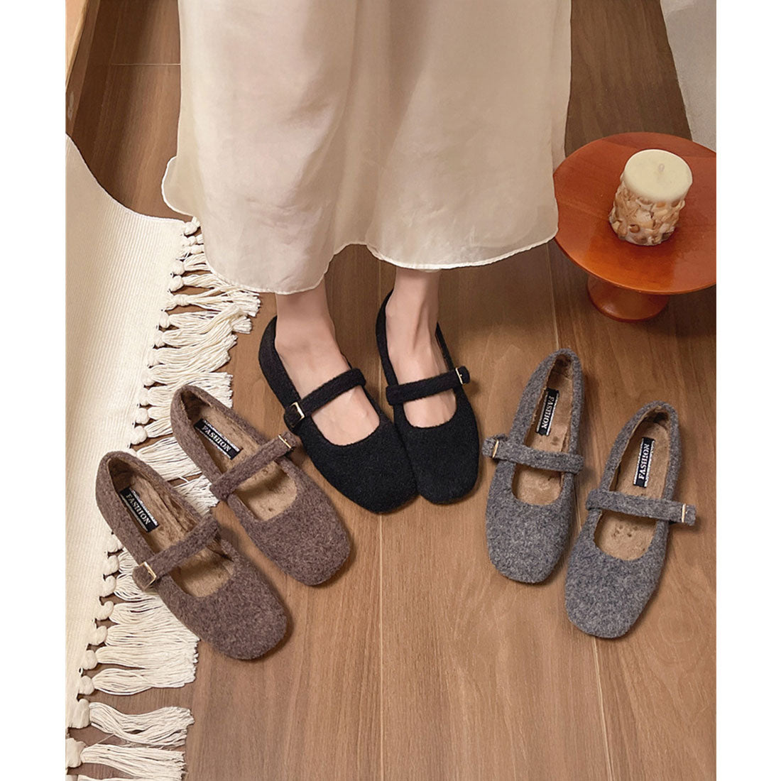 ミニミニストア miniministore メリージェーンシューズ もこもこパンプス （ブラウン） ブラウン