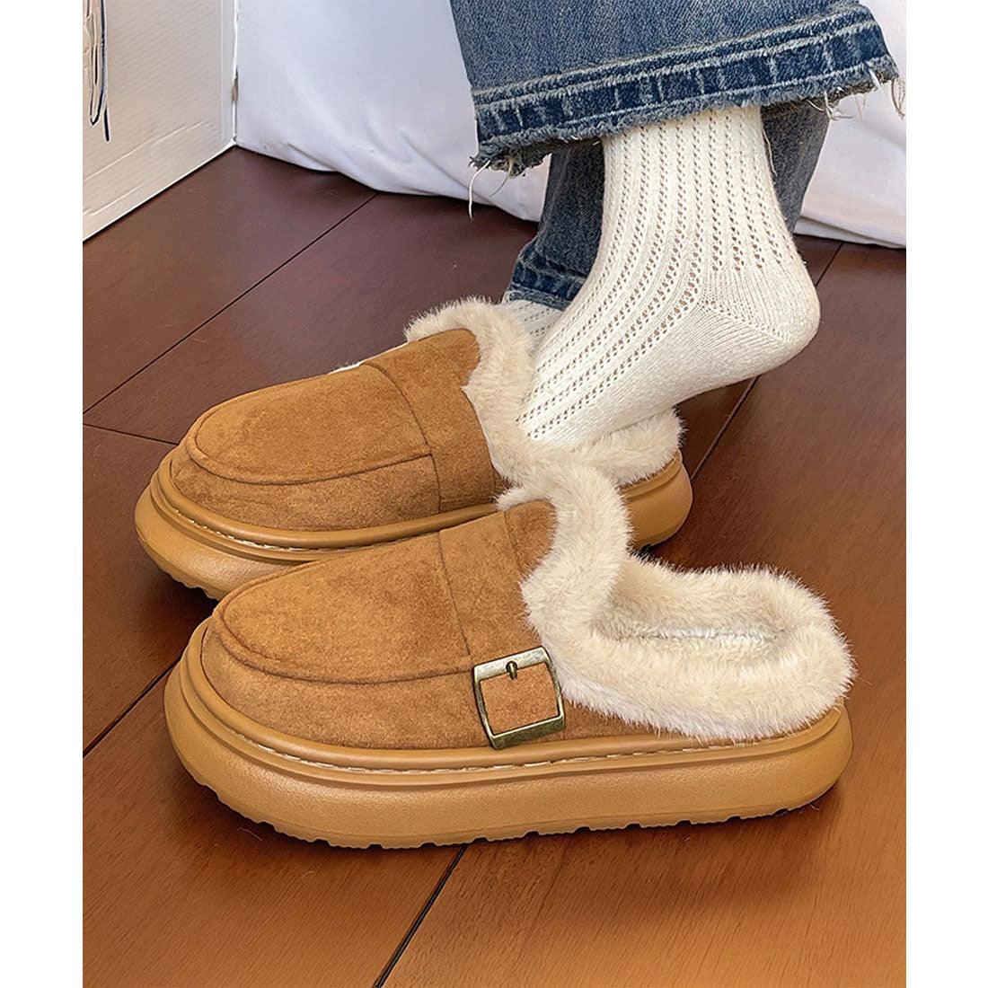 ミニミニストア miniministore ファーモカシン 厚底 裏起毛 レディース （ブラック） ブラック