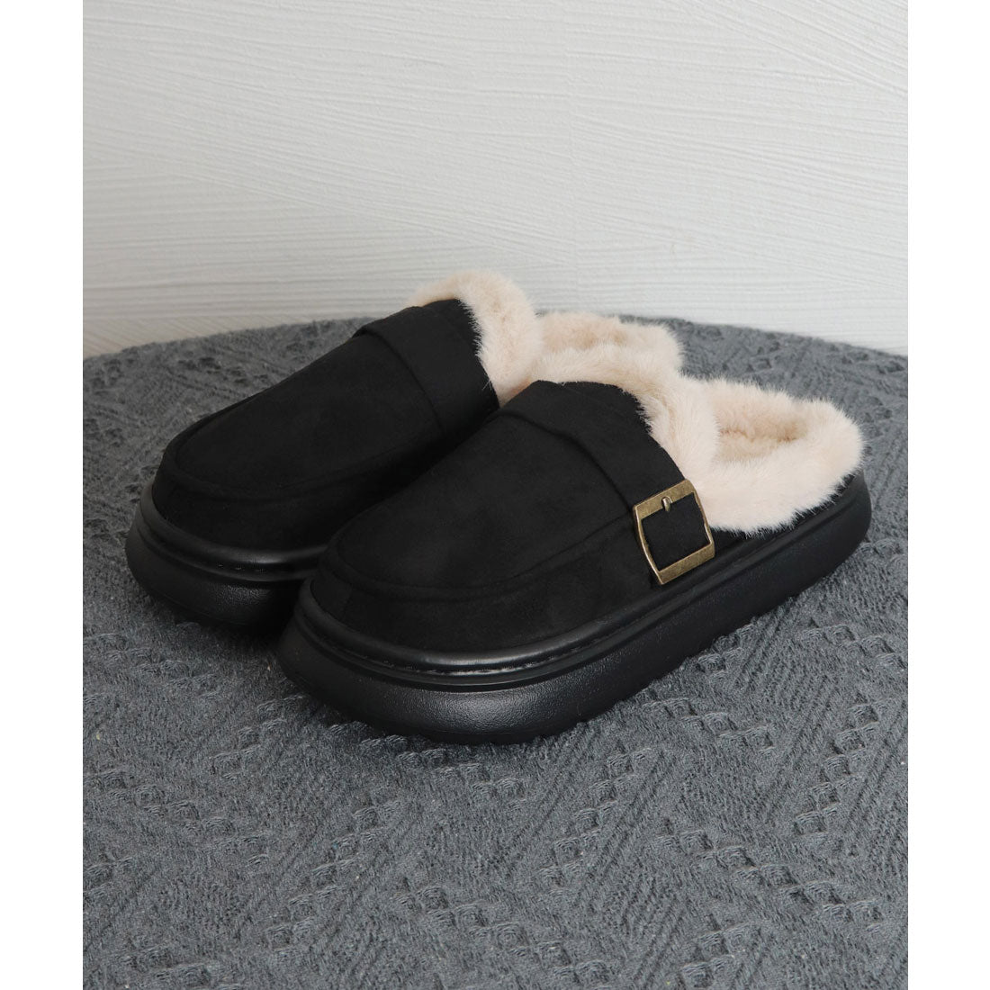 ミニミニストア miniministore ファーモカシン 厚底 裏起毛 レディース （ブラック） ブラック