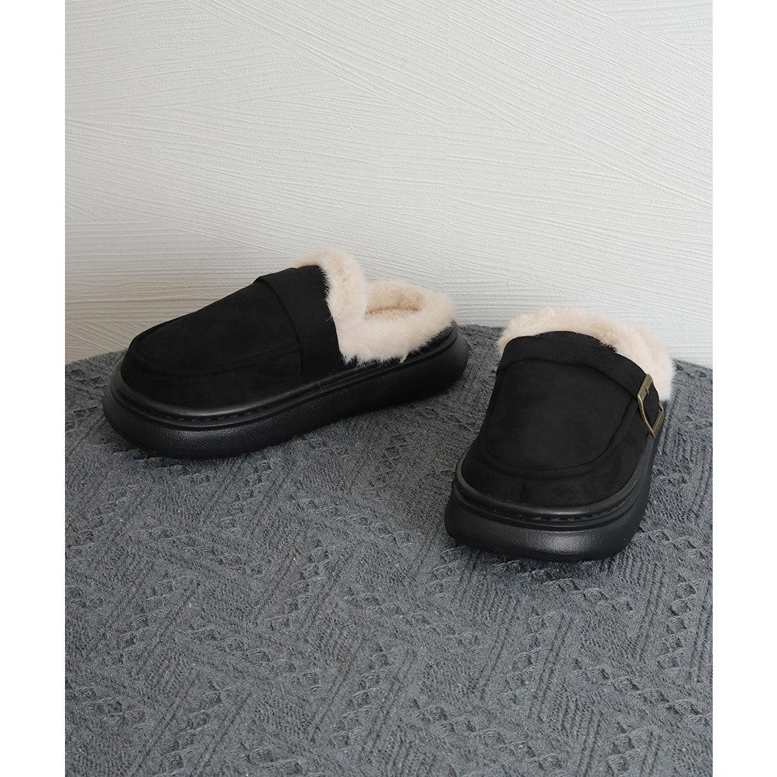 ミニミニストア miniministore ファーモカシン 厚底 裏起毛 レディース （ブラック） ブラック