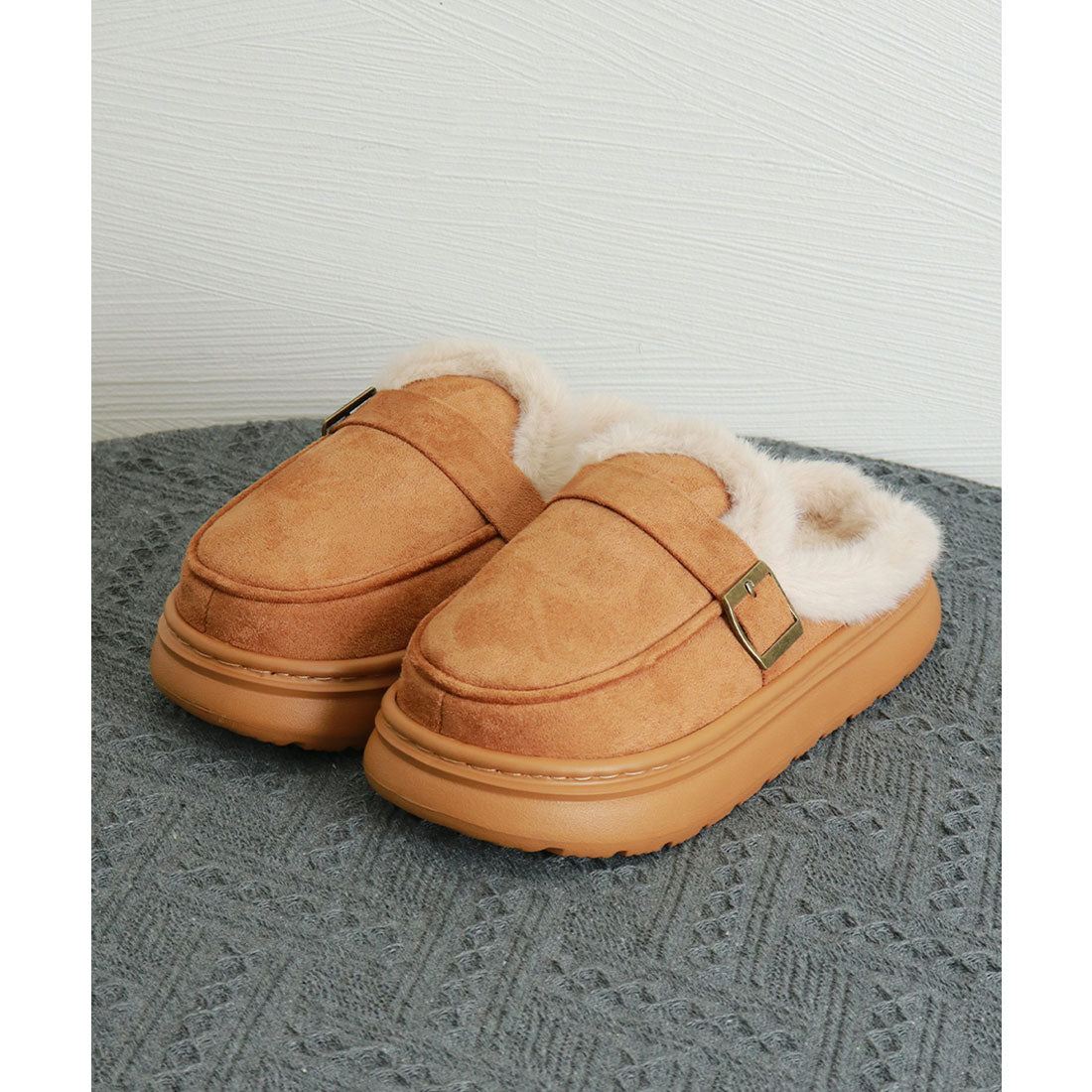 ミニミニストア miniministore ファーモカシン 厚底 裏起毛 レディース （ブラック） ブラック