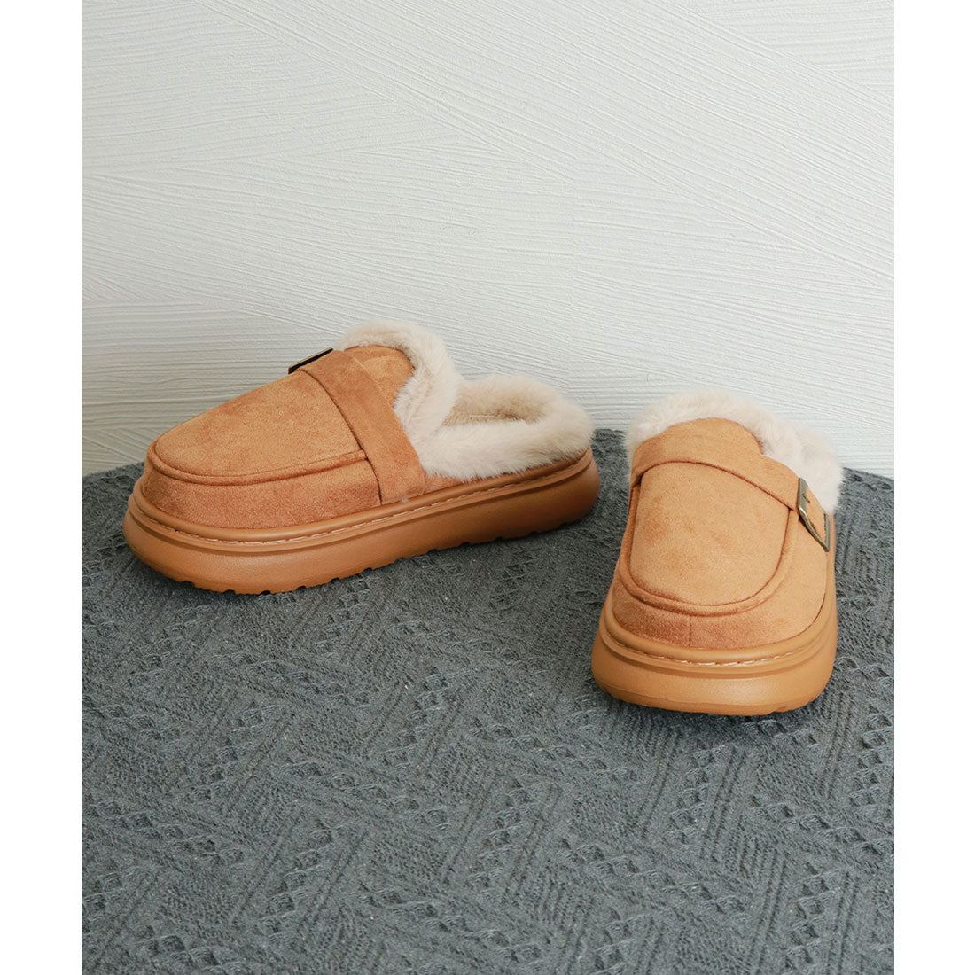 ミニミニストア miniministore ファーモカシン 厚底 裏起毛 レディース （ブラック） ブラック