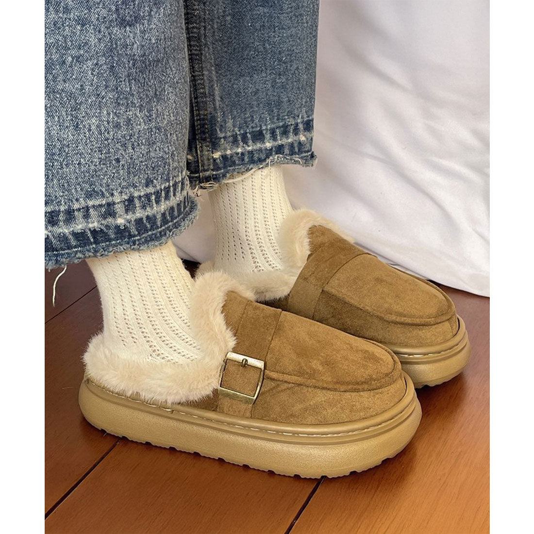 ミニミニストア miniministore ファーモカシン 厚底 裏起毛 レディース （ダークベージュ） ダークベージュ