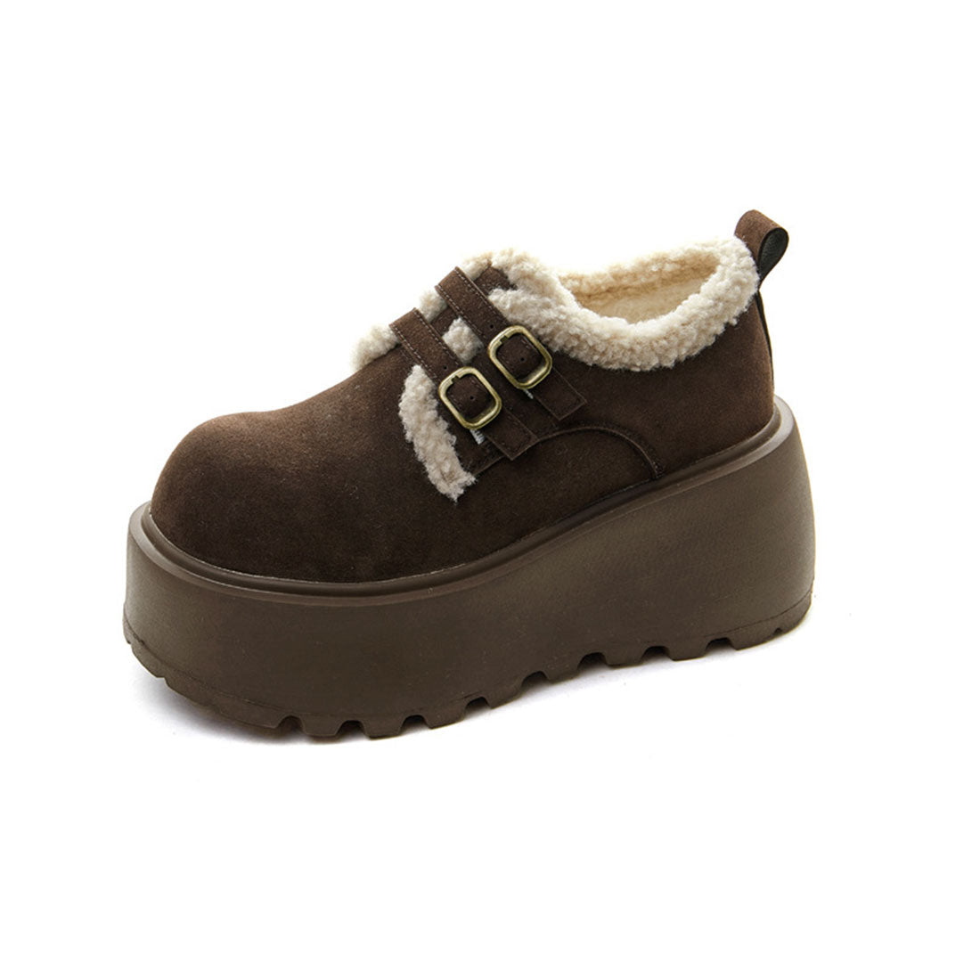 ミニミニストア miniministore ダブルベルトボアムートンシューズ 厚底靴 （キャメル） キャメル