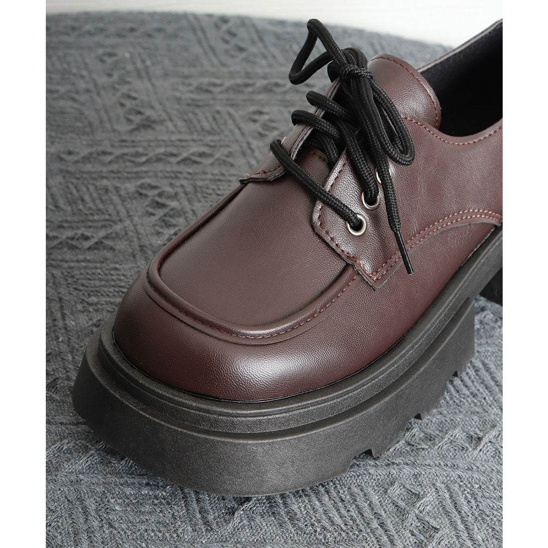 ミニミニストア miniministore 厚底ローファー レースアップシューズ （ブラック） ブラック