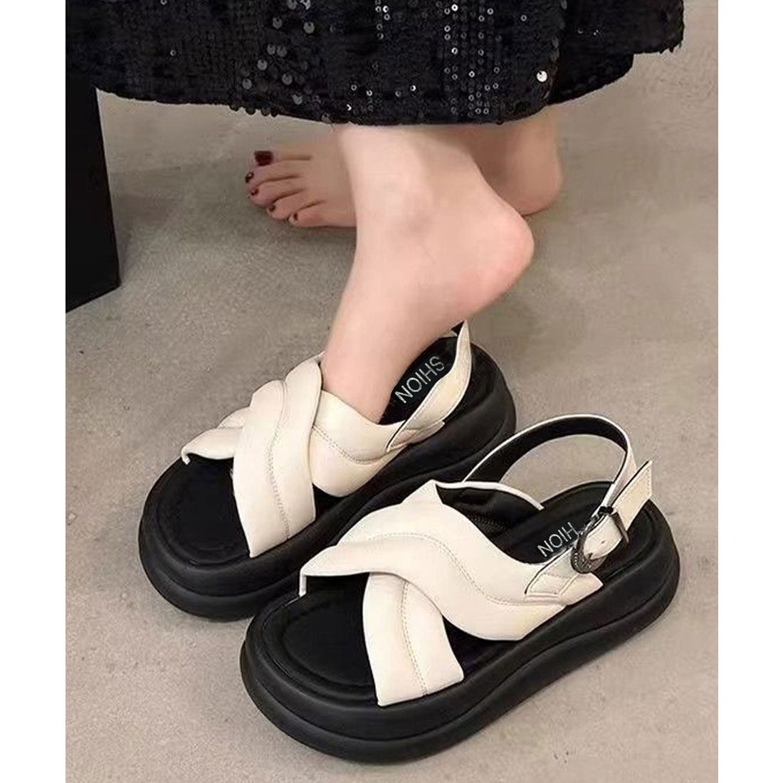 ミニミニストア miniministore クロスストラップサンダル厚底シューズ夏靴 （シルバー） シルバー