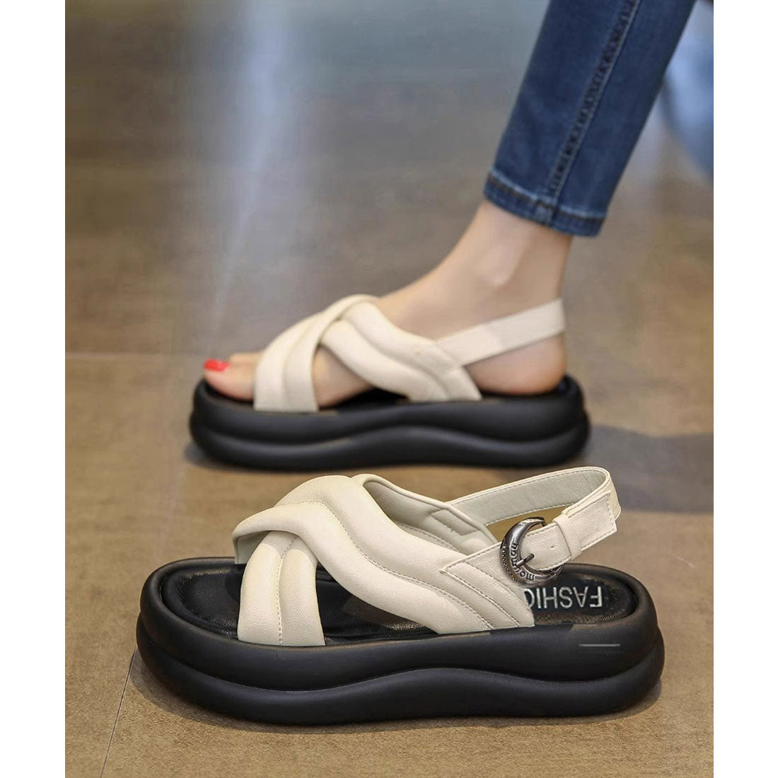 ミニミニストア miniministore クロスストラップサンダル厚底シューズ夏靴 （シルバー） シルバー