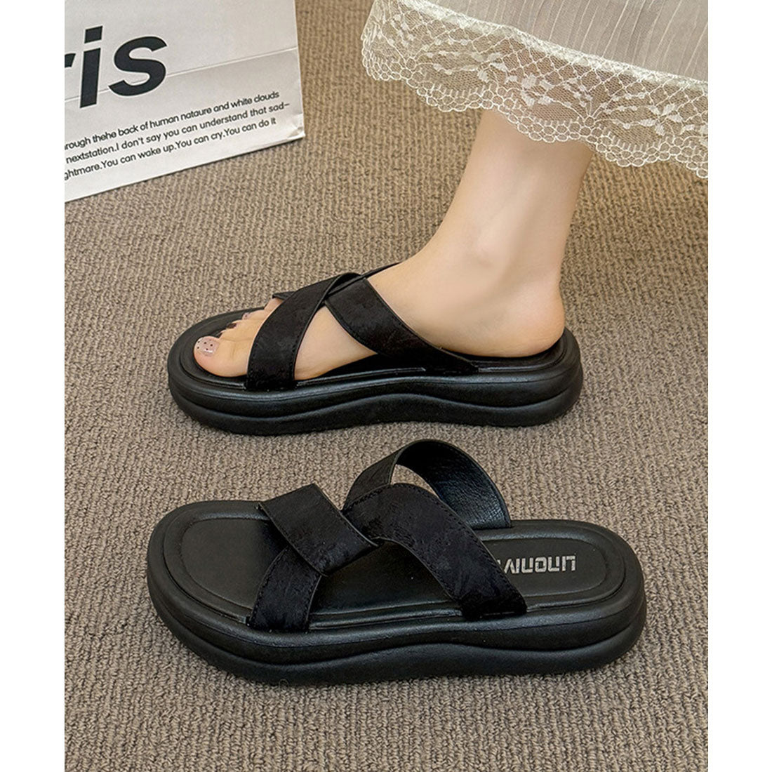 ミニミニストア miniministore ミュールサンダル クロスベルト 美脚 夏 （オフホワイト） オフホワイト