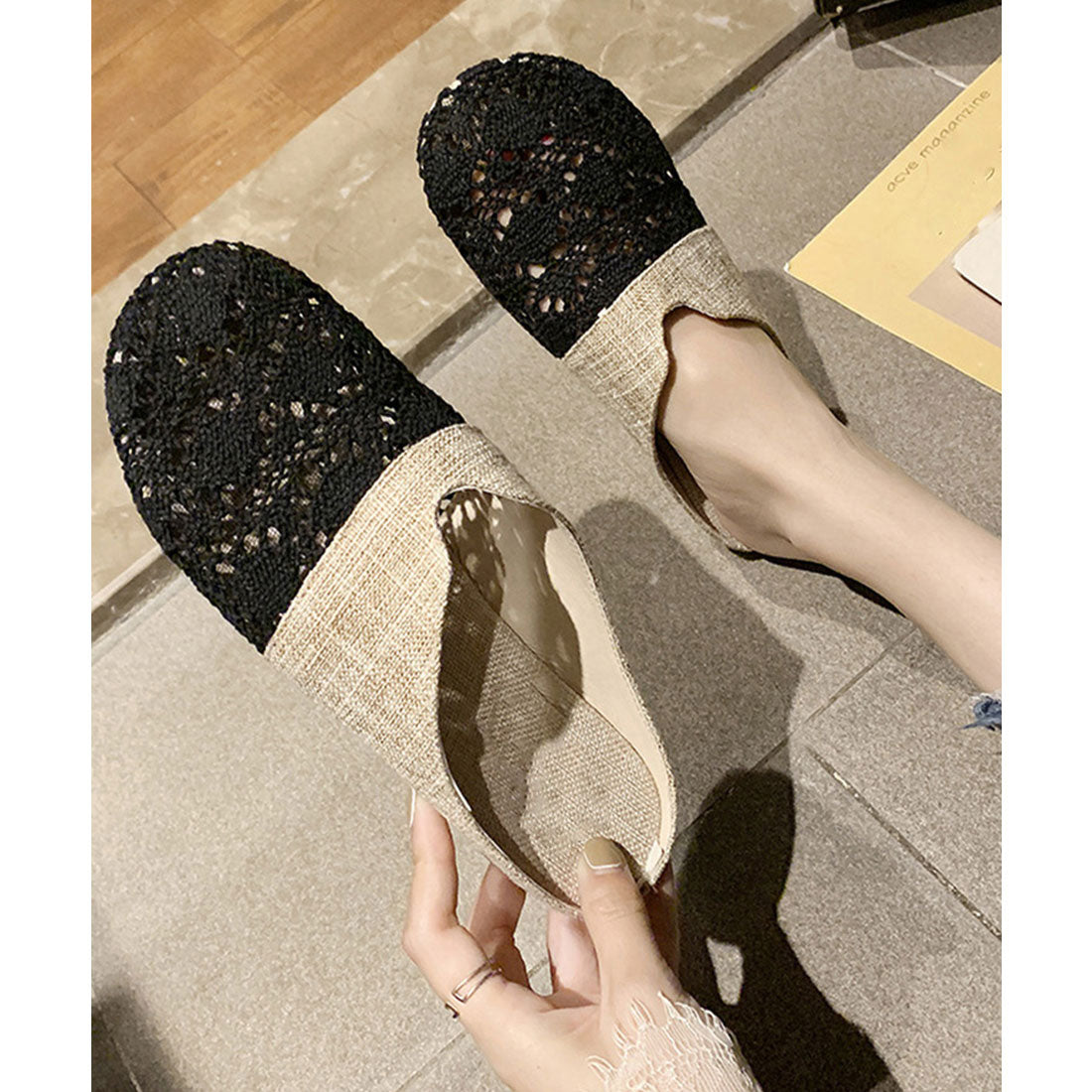 ミュールサンダル レディース ぺたんご ブラック